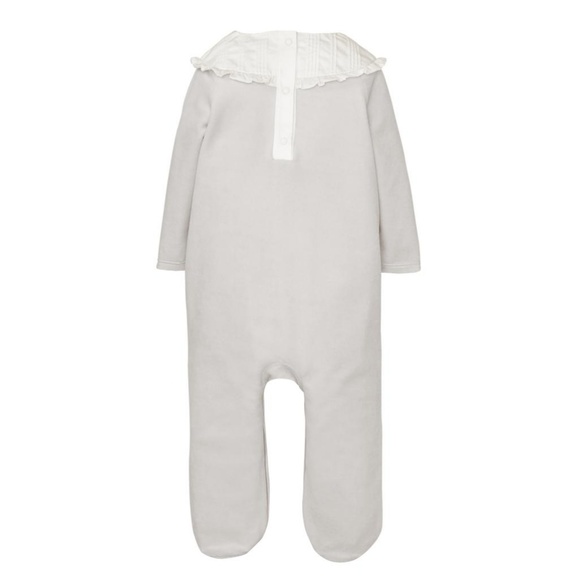 Janie and Jack Gray Velour Footie - Picture 2 of 8